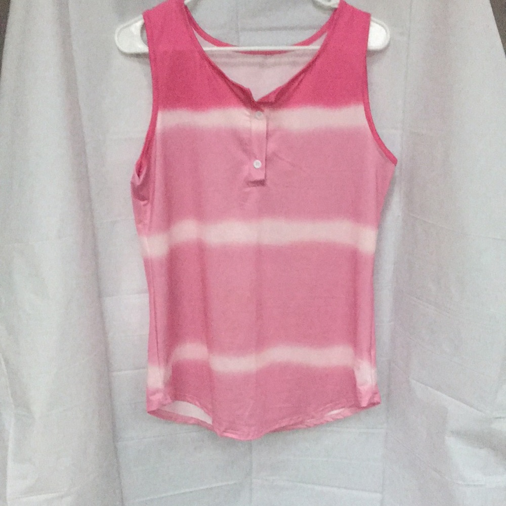 NWOT! Unbranded Ombre Tie Dye design 2 button tank top sleeveless scoop hem M